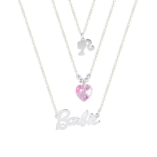 Collar Barbie Cristal Swarovski De Plata .925 Tres Niveles