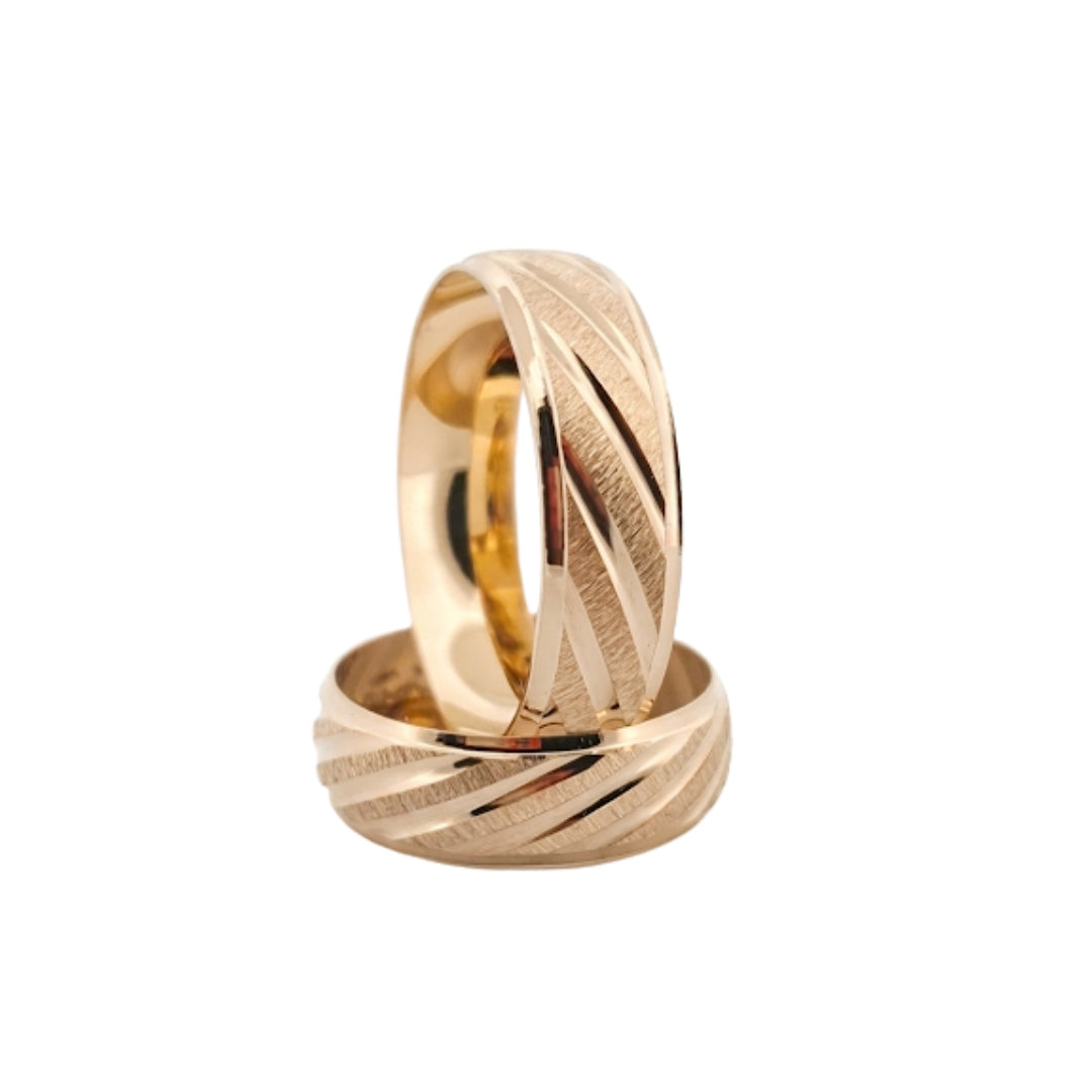 Par Argollas Matrimoniales Diseño Caramelo Mate Liso Oro 10 Kilates