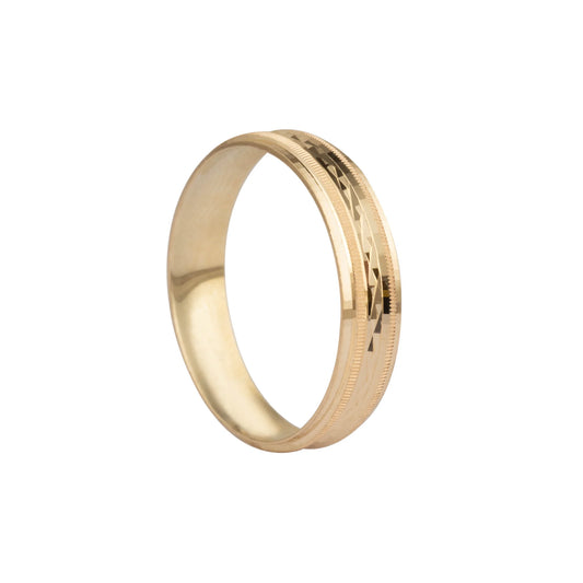 Argolla Matrimonial Bordes y Rombos Oro 10 Kilates