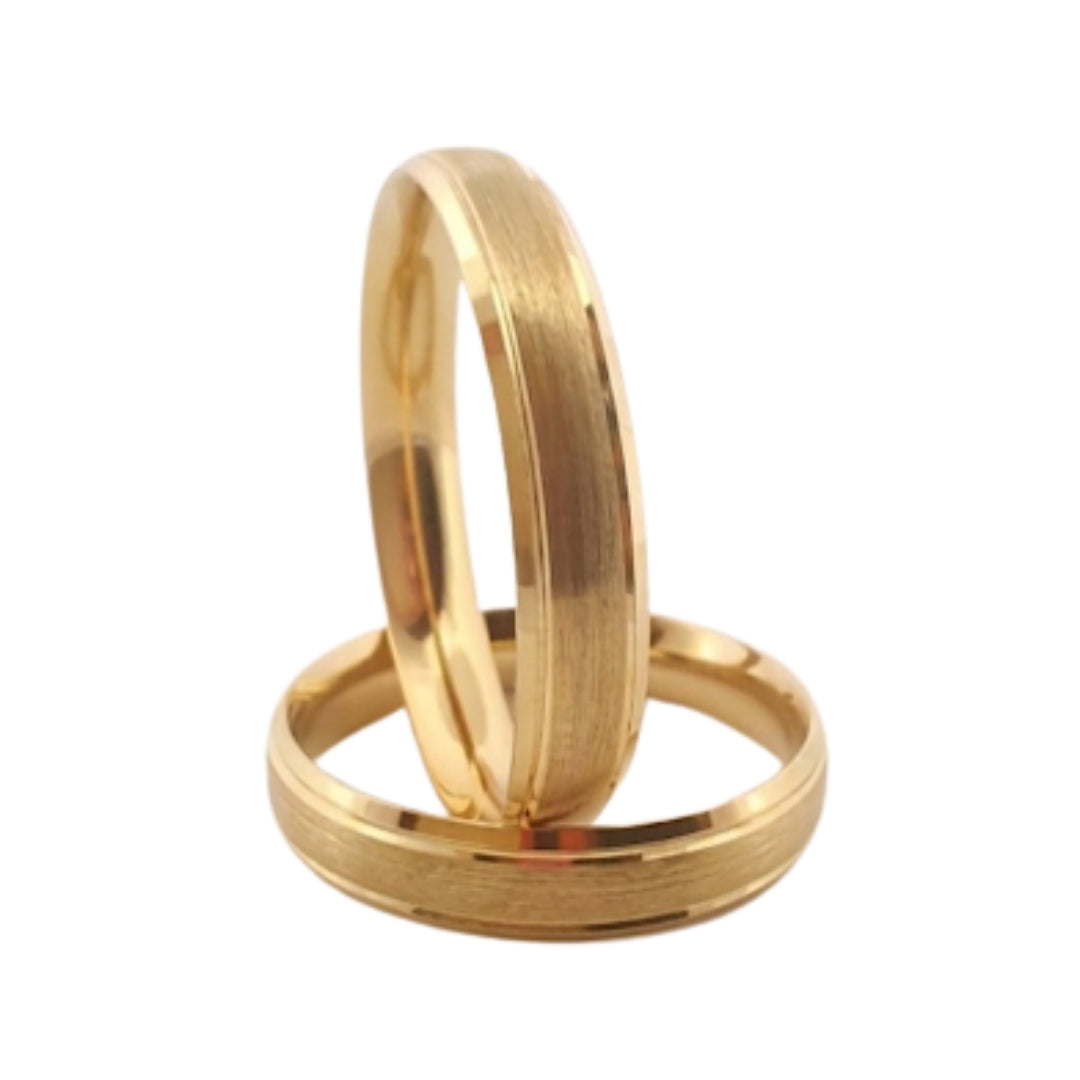 Par Argollas Matrimoniales Diseño Mate Oro 14 Kilates 4mm