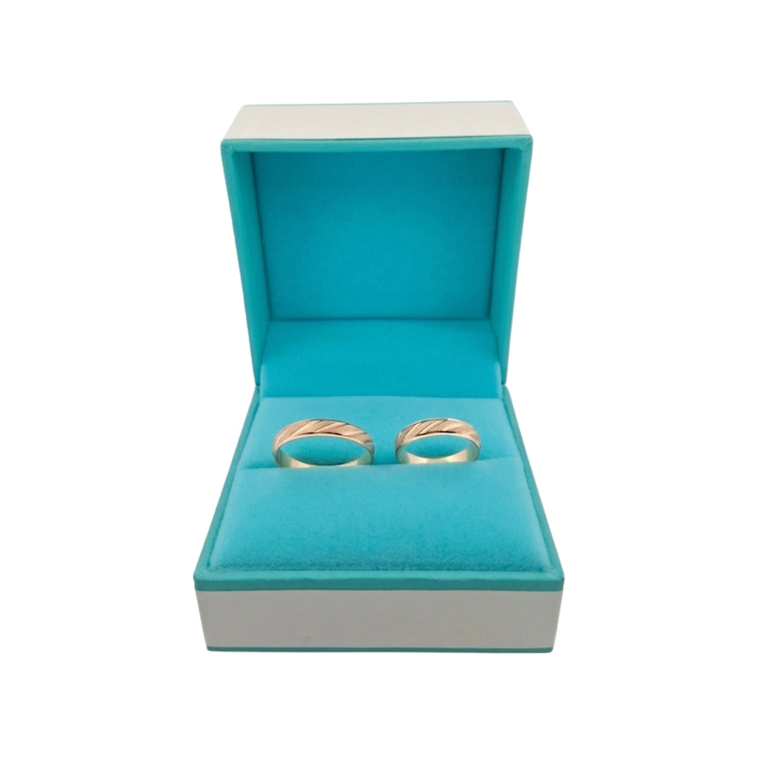 Par Argollas Matrimoniales Diseño Caramelo Mate Liso Oro 4mm 10 Kilates