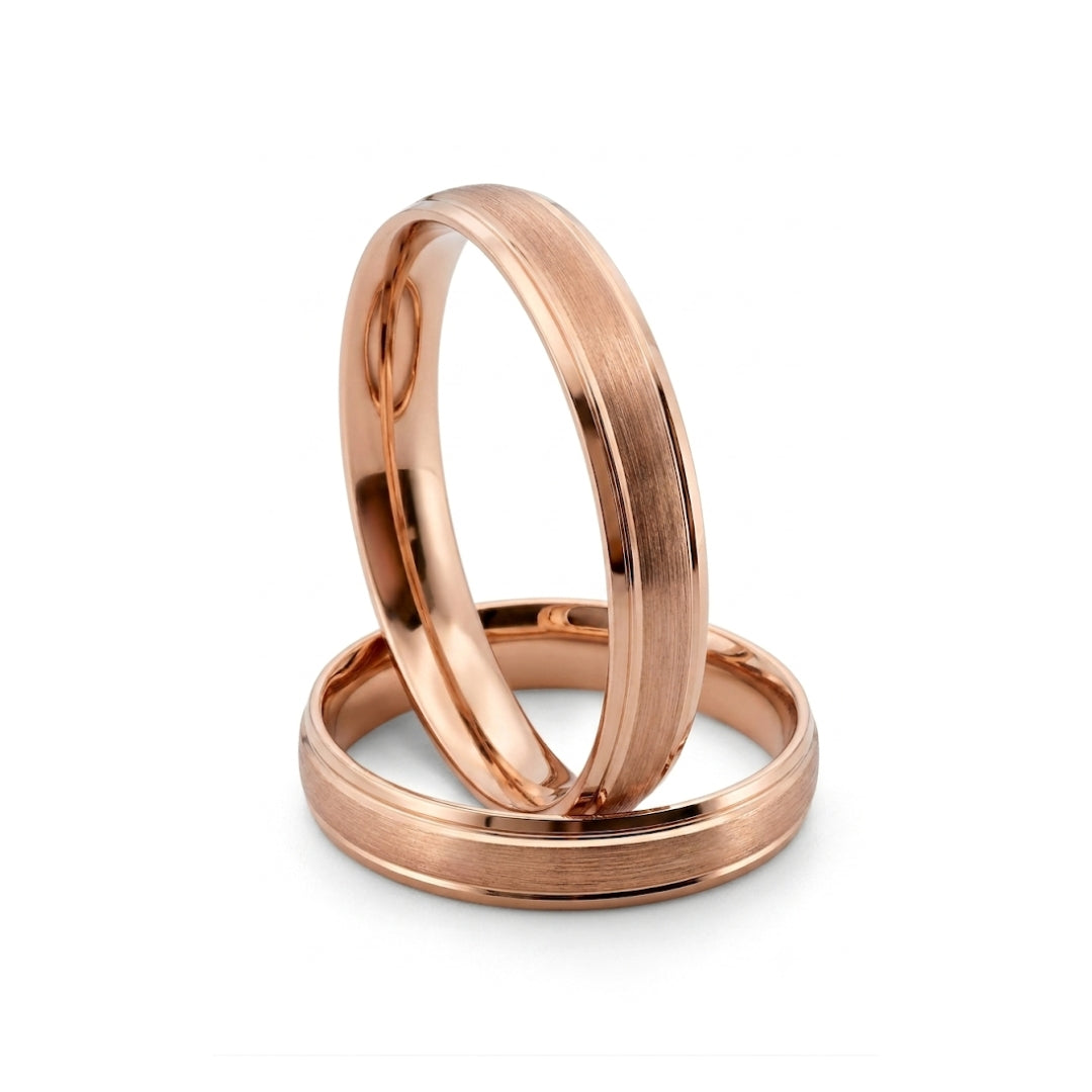 Par Argollas Matrimoniales Diseño Mate Oro 10 Kilates 4mm