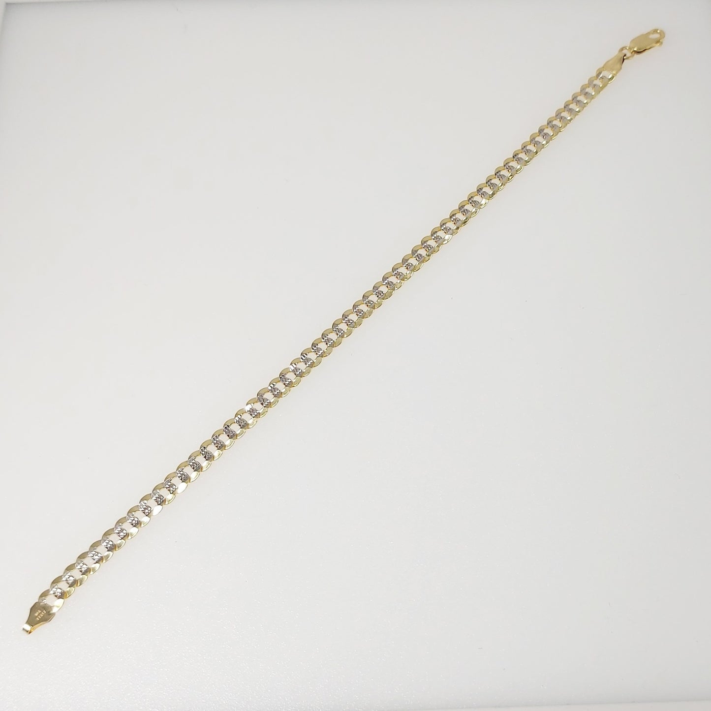 Pulso Italiano Tejido Barbado Diamantado 21cm 5mm Oro 10 Kilates