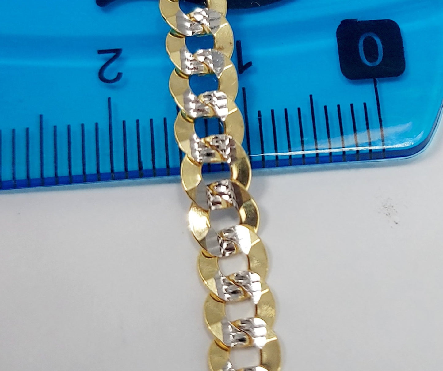 Pulso Italiano Tejido Barbado Diamantado 21cm 5mm Oro 10 Kilates