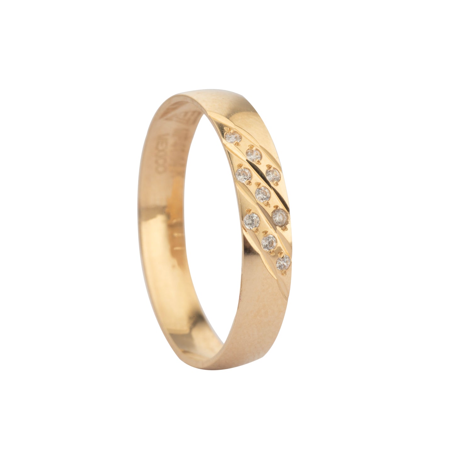 Par Argollas Matrimoniales Diseño Zirconia Tres Filas Oro 10 Kilates