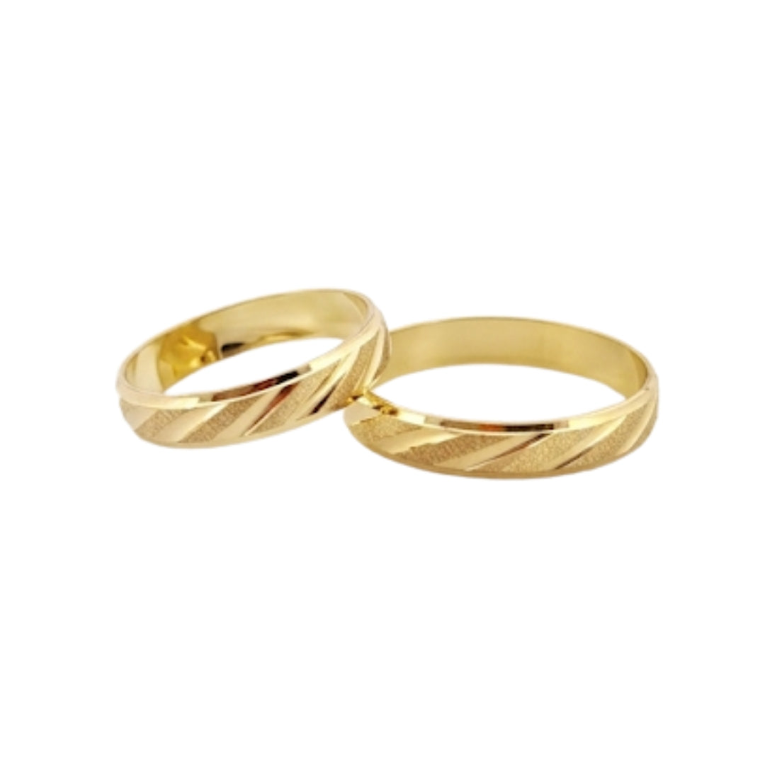 Par Argollas Matrimoniales Diseño Caramelo Mate Liso Oro 4mm 10 Kilates