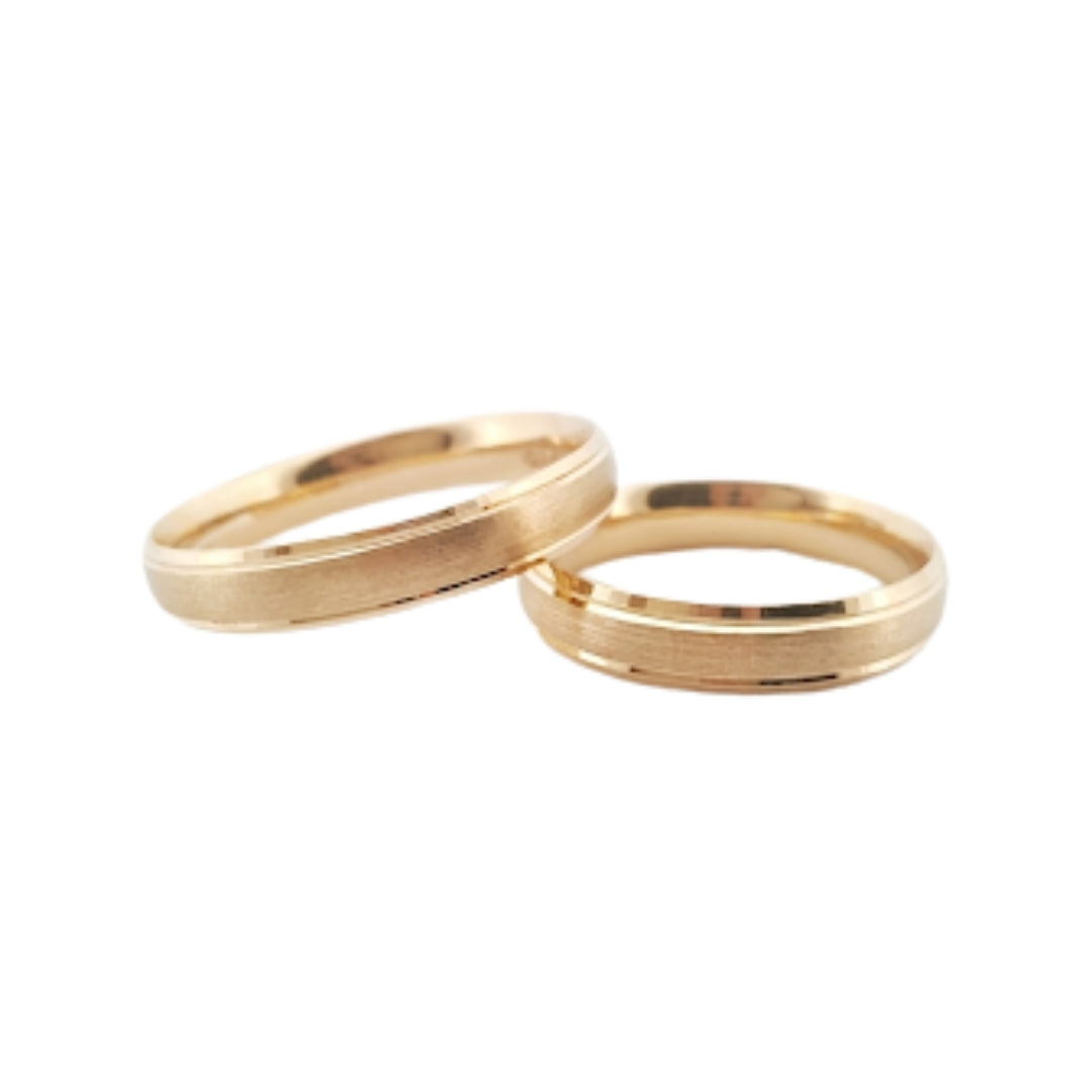 Par Argollas Matrimoniales Diseño Mate Oro 14 Kilates 4mm