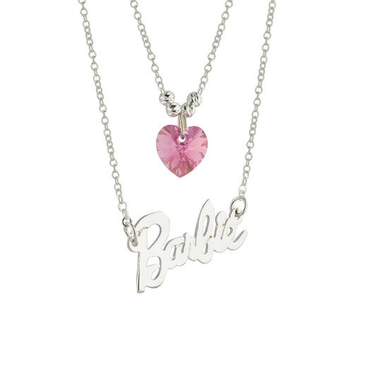 Gargantilla Barbie Cristal Swarovski De Plata .925 Dos Niveles