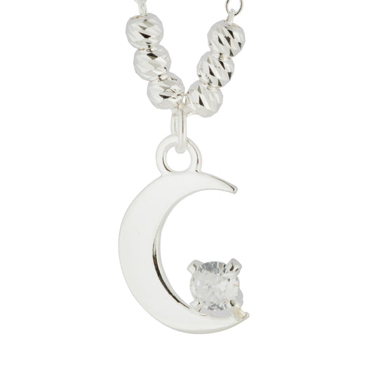 Gargantilla Media Luna con Zirconia Plata .925