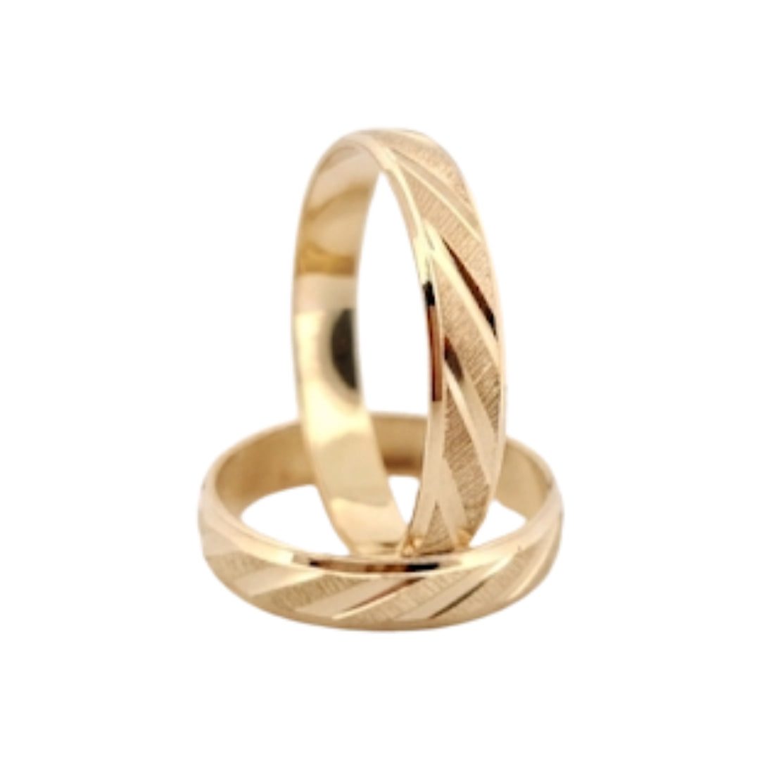 Par Argollas Matrimoniales Diseño Caramelo Mate Liso Oro 4mm 10 Kilates