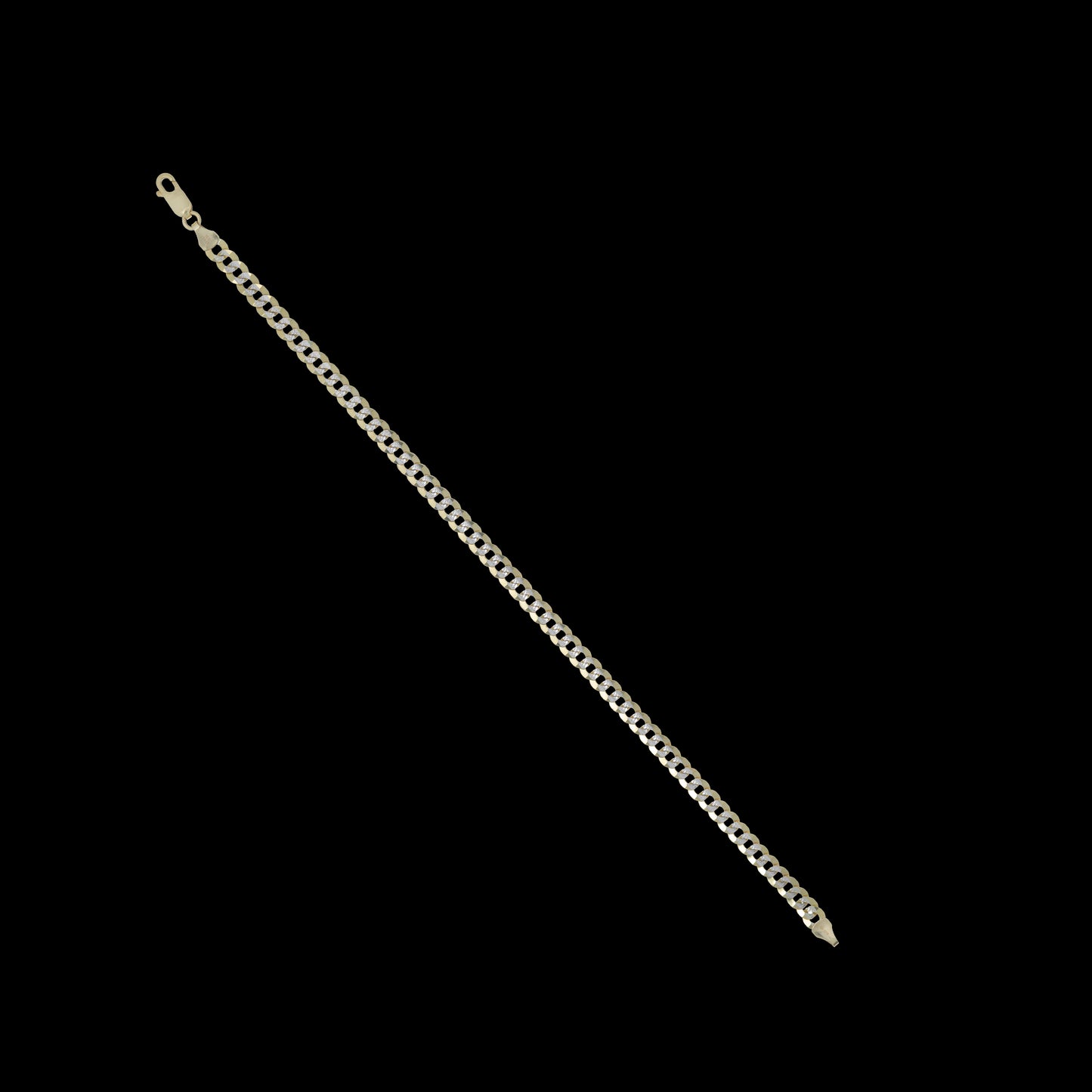 Pulso Italiano Tejido Barbado Diamantado 21cm 5mm Oro 10 Kilates