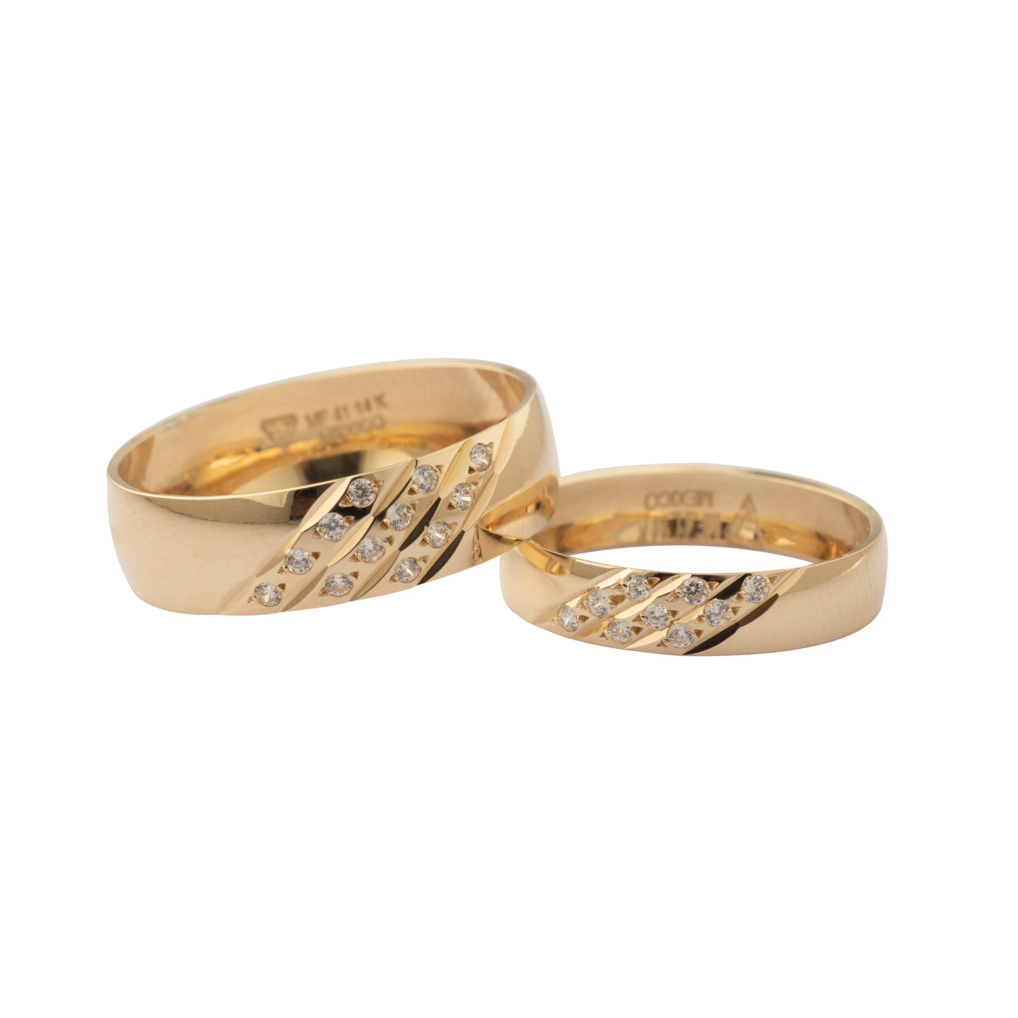 Par Argollas Matrimoniales Él Y Ella Zirconias Oro 10 Kilates