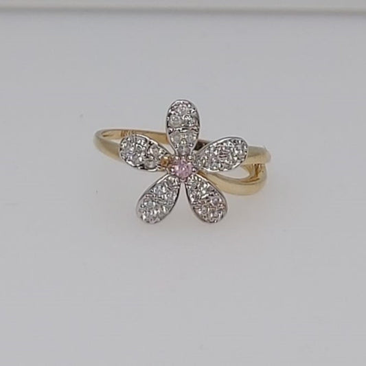 Anillo Diseño Flor Pétalos Oro 10 Kilates