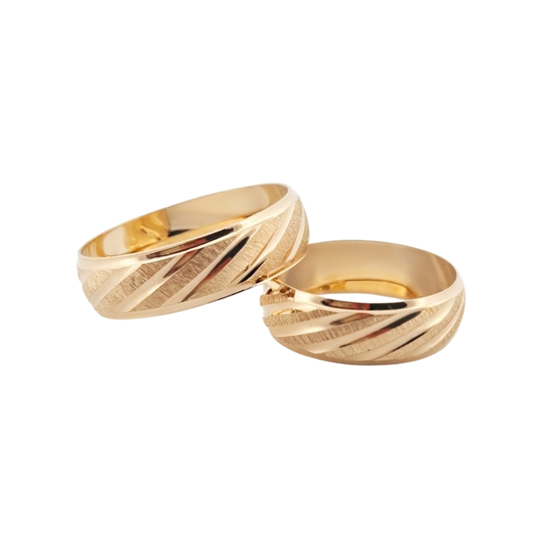 Par Argollas Matrimoniales Diseño Caramelo Mate Liso Oro 10 Kilates