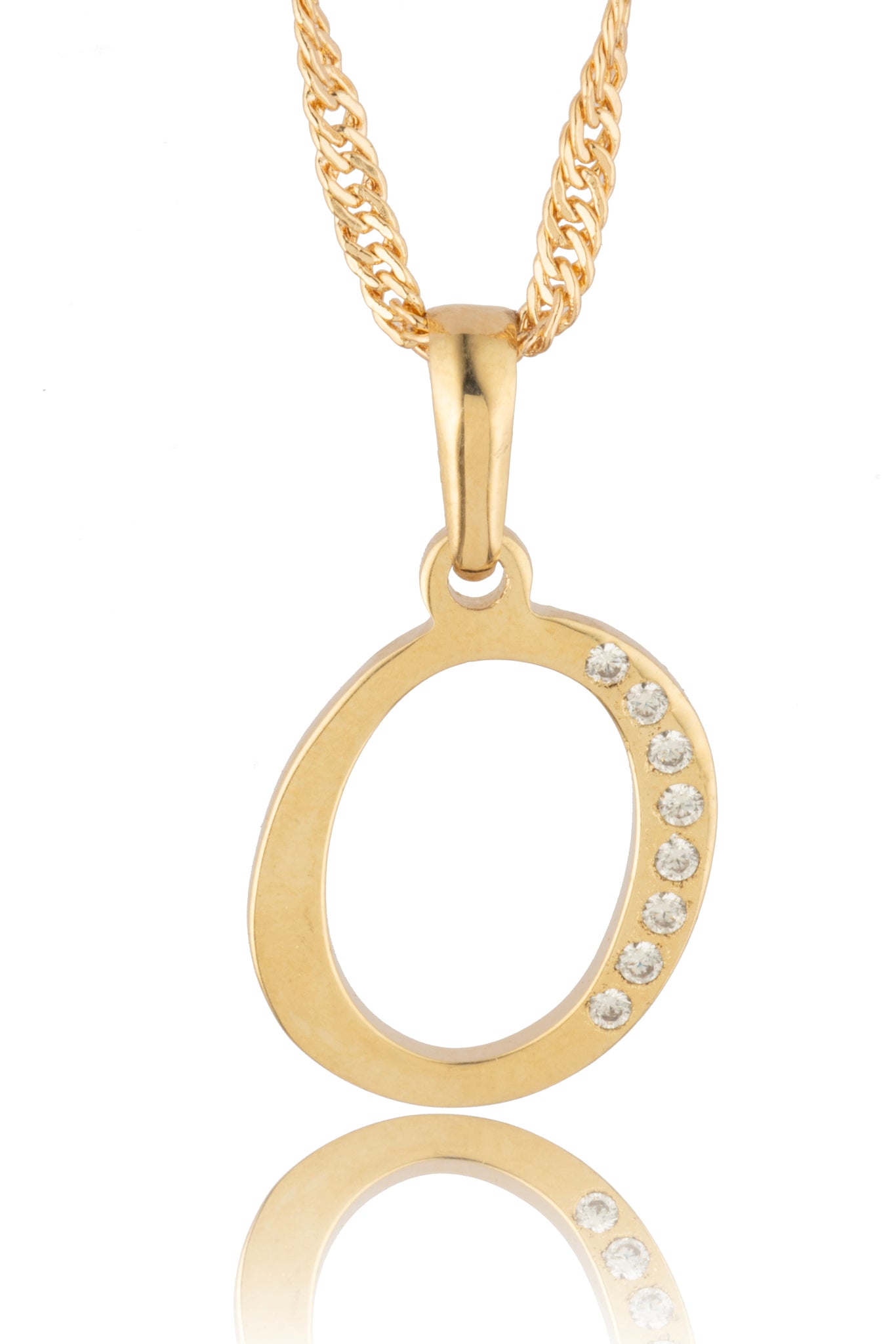 Dije Letra O Oro 10 Kilates con Zirconias