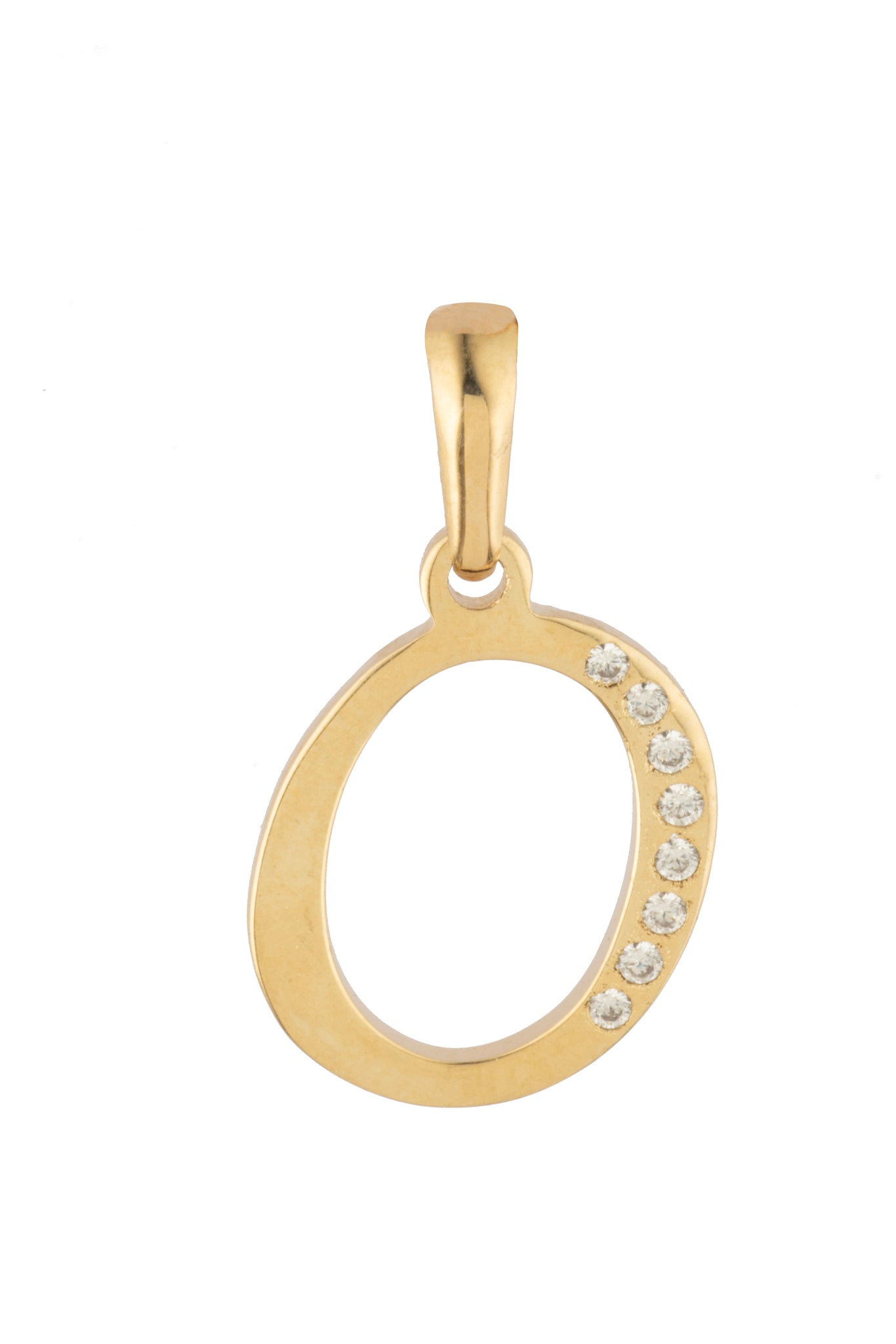 Dije Letra O Oro 10 Kilates con Zirconias