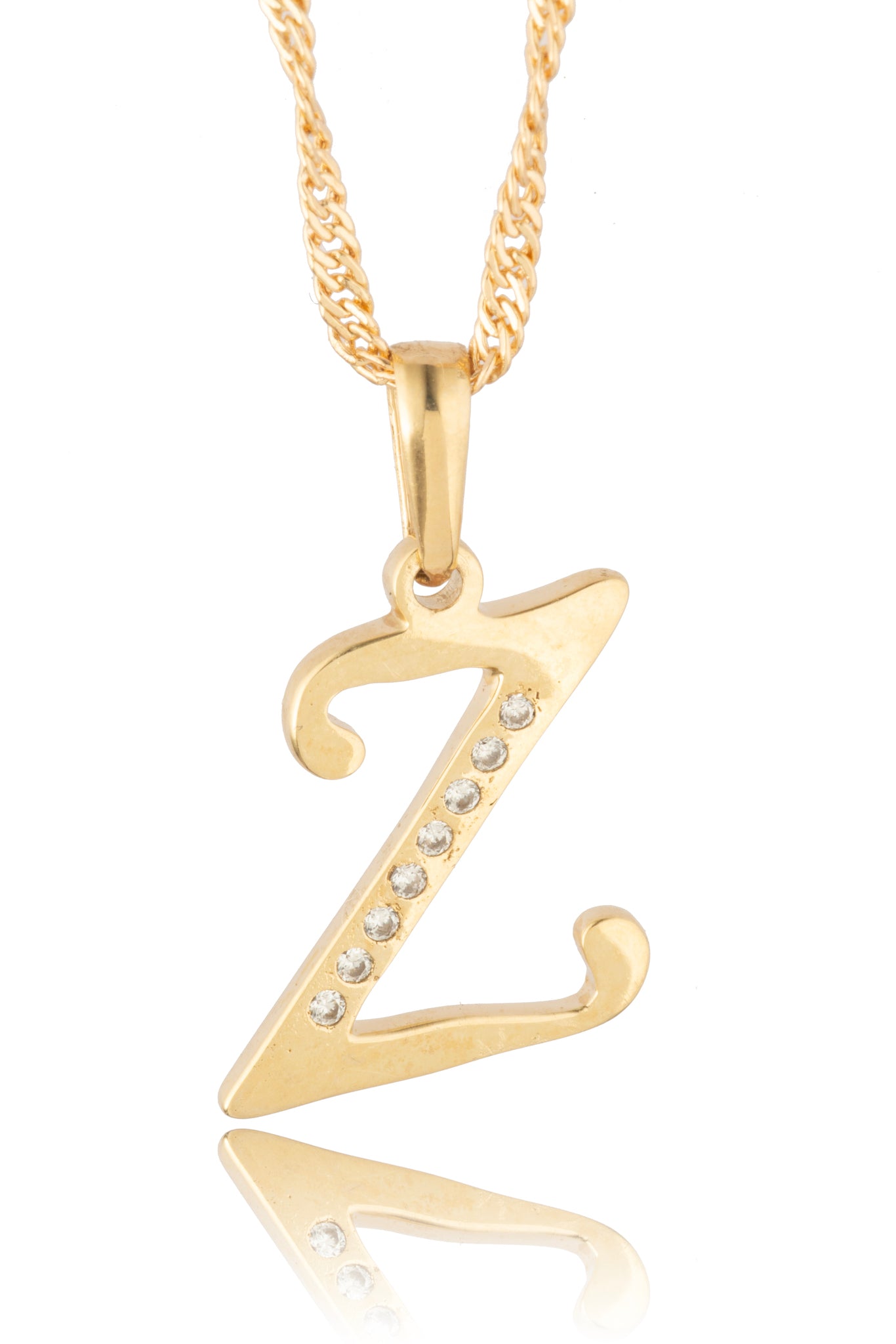 Dije Letra Z Oro 10 Kilates con Zirconias