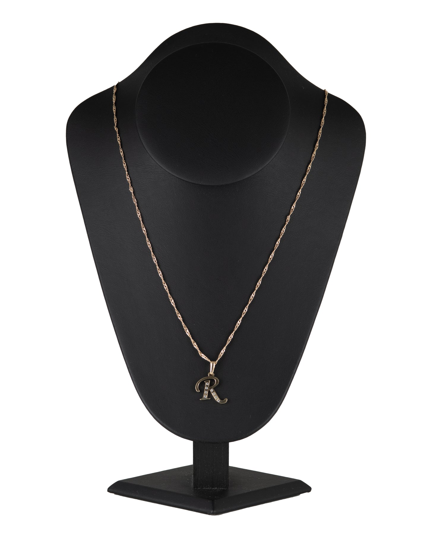 Dije Letra R Oro 10 Kilates con Zirconias