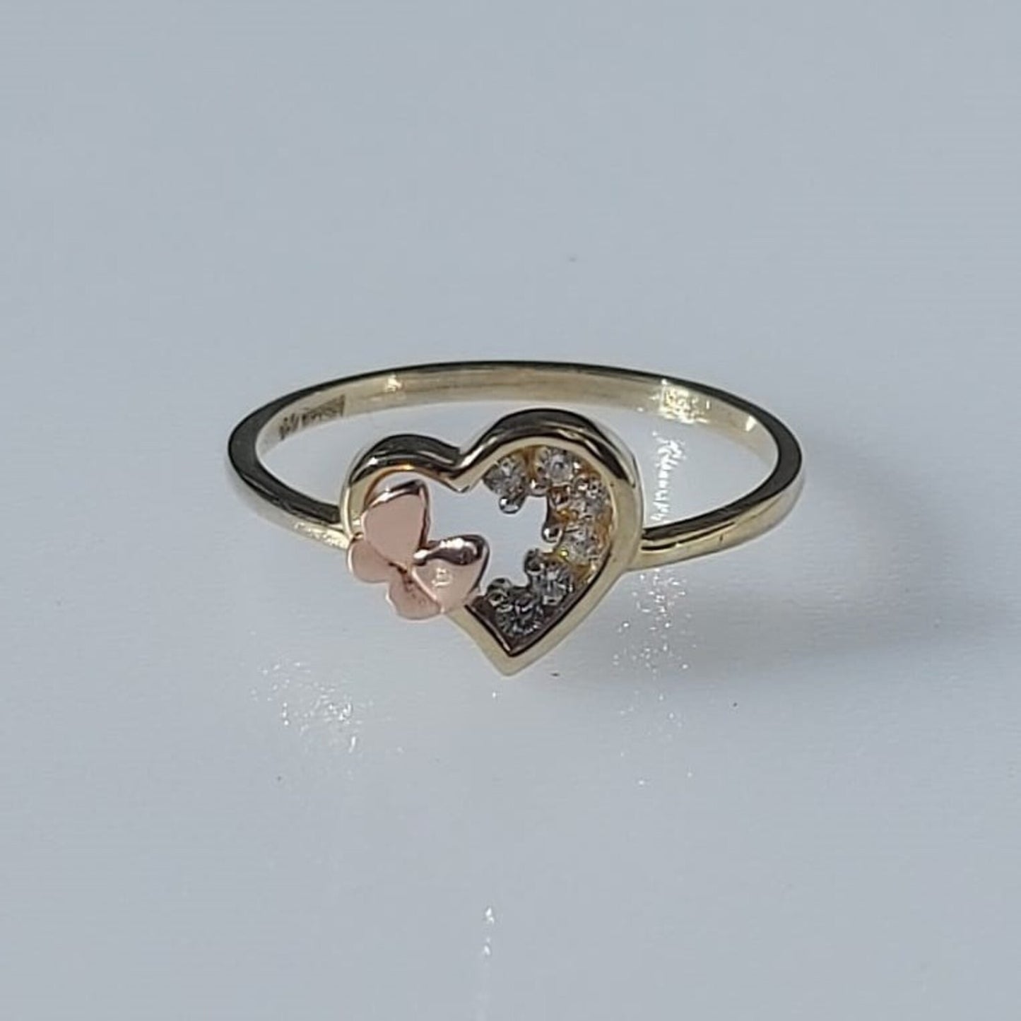 Anillo Corazón con Moño Oro 10 Kilates