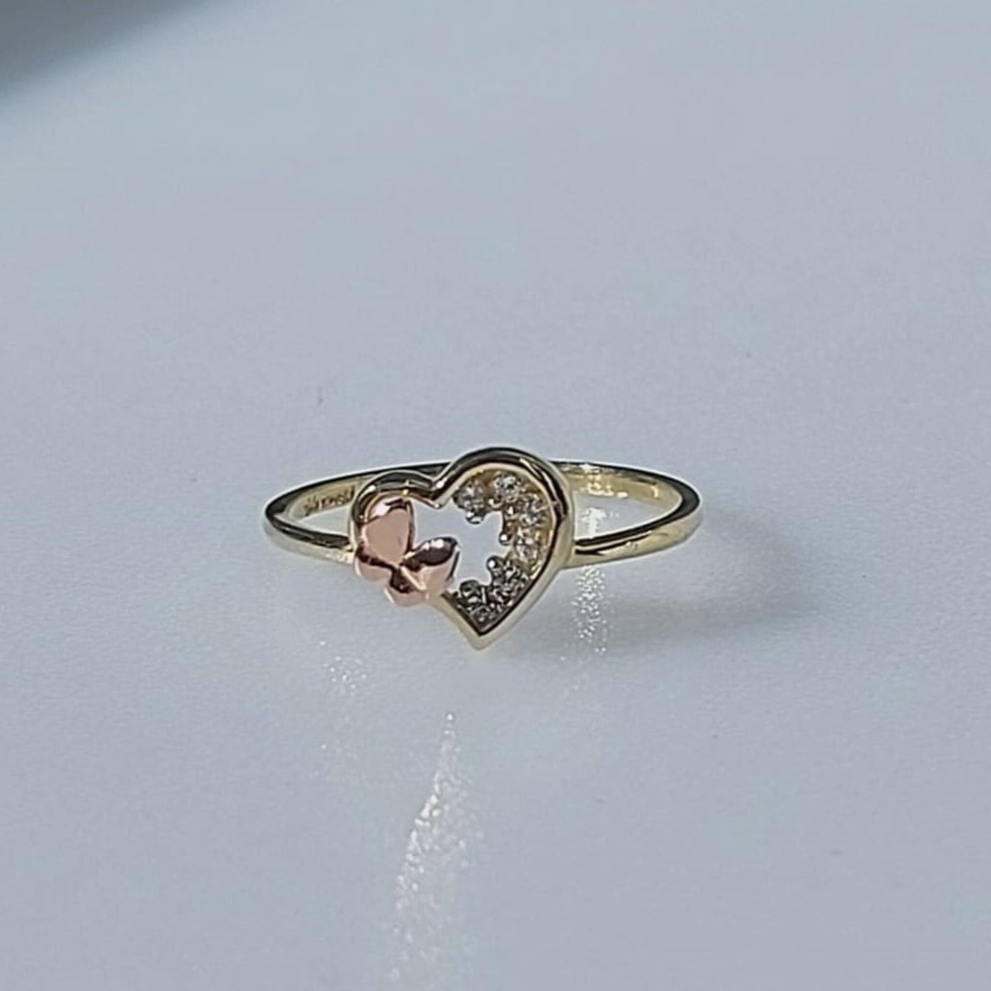 Anillo Corazón con Moño Oro 10 Kilates