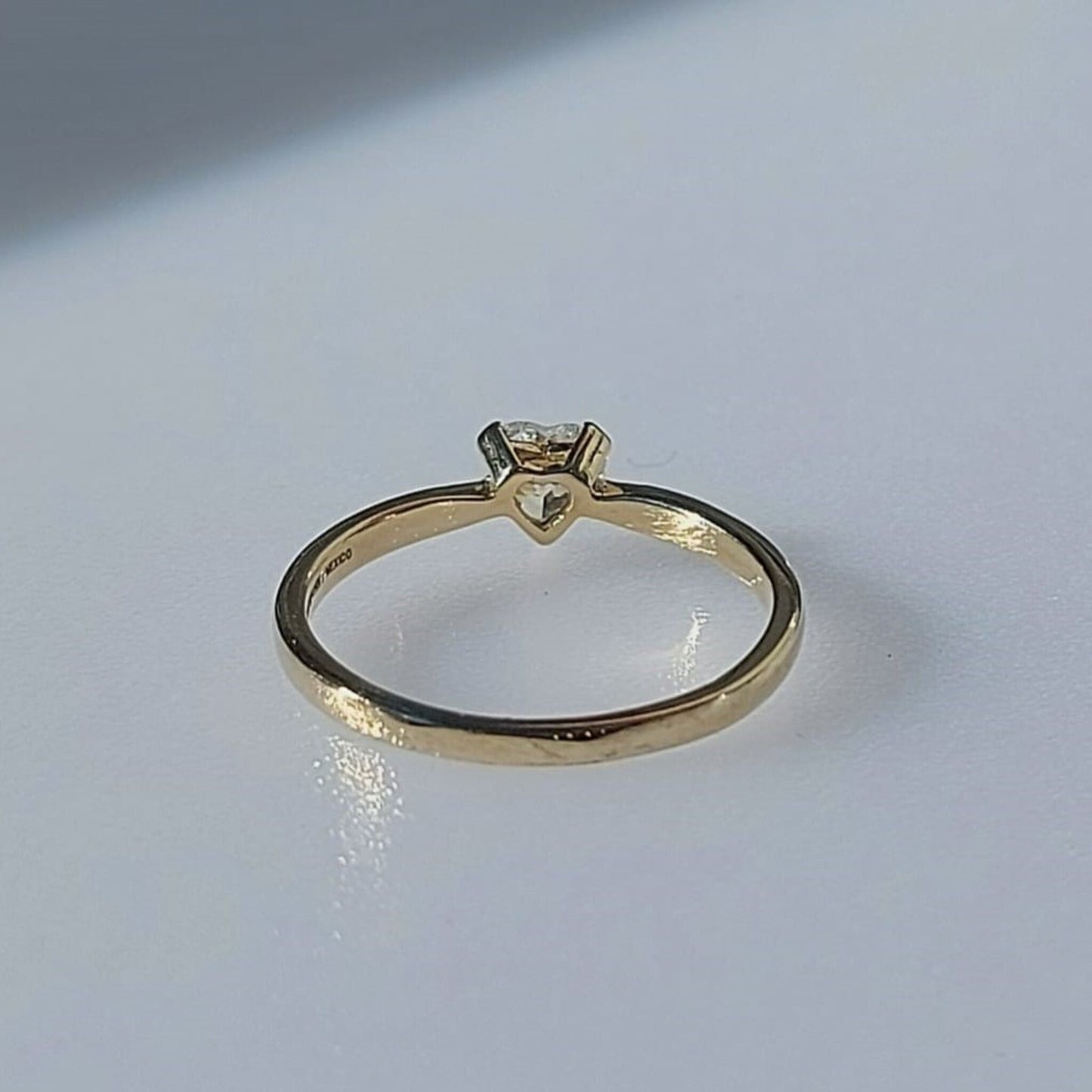 Anillo Cristal Corazón Oro 10 Kilates