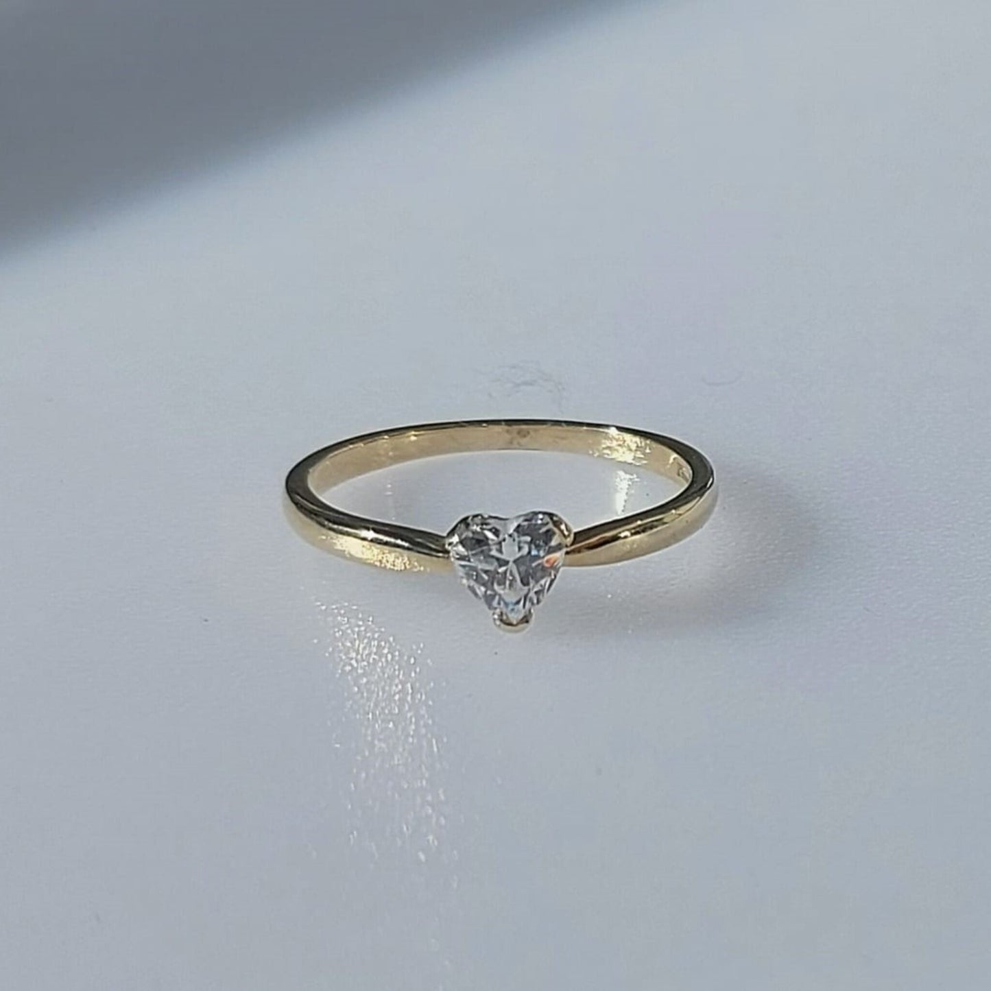 Anillo Cristal Corazón Oro 10 Kilates